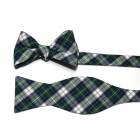 Kelly Green & Blue Tartan Plaid Cummerbund & Bow Tie